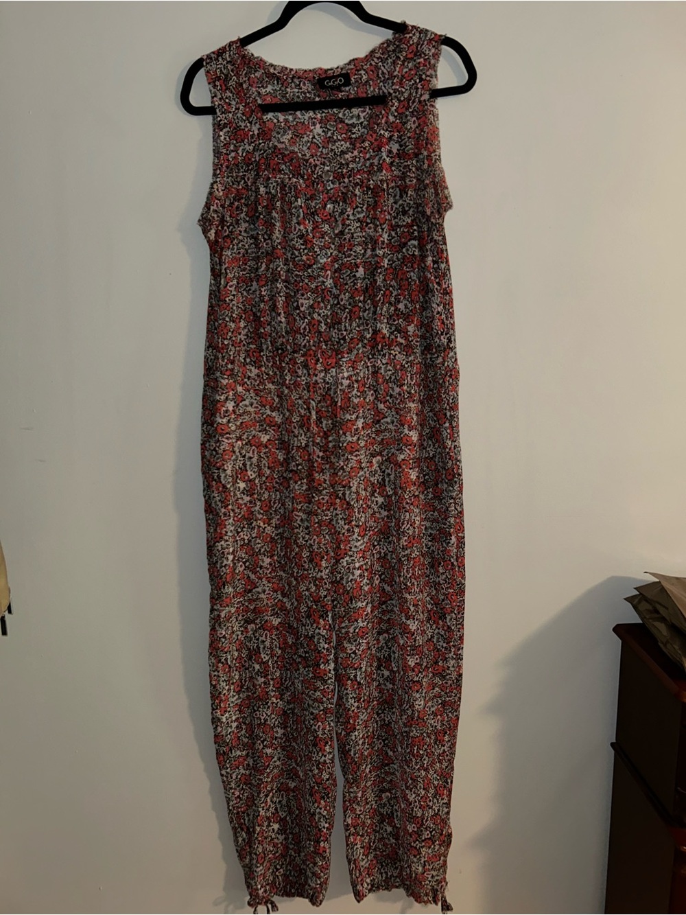 Sleeveless Floral Print Jumpsuit in Red